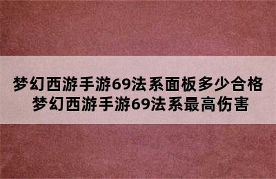 梦幻西游手游69法系面板多少合格 梦幻西游手游69法系最高伤害